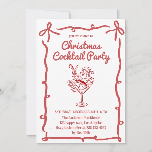 Retro Santa Christmas Cocktail Party               招待状 (正面)