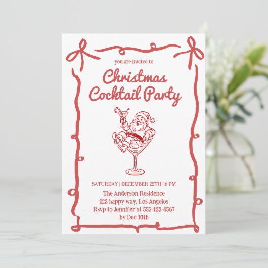 Retro Santa Christmas Cocktail Party               招待状 (スタンド正面)