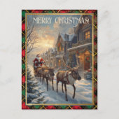 Retro Santa Claus Custom Address Classic Christmas シーズンポストカード (正面)
