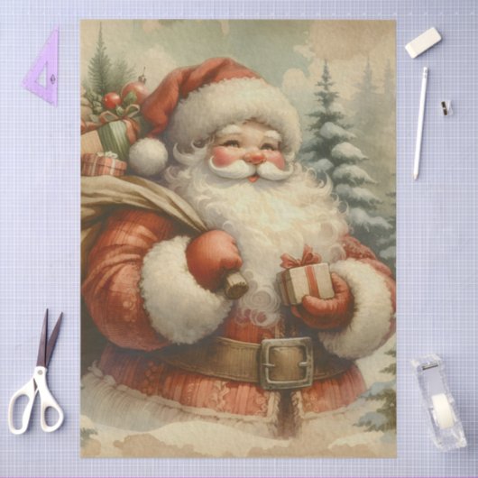 Retro Santa Claus Decoupage 薄葉紙 (クラフト)