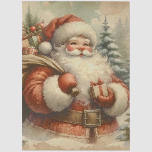 Retro Santa Claus Decoupage 薄葉紙 (正面)