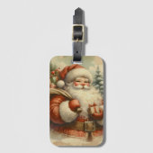 Retro Santa Claus Illustration ラゲッジタグ (正面縦)