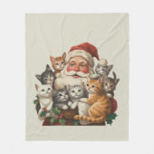Retro Santa Claus & Kittens Christmas Winter 90s  フリースブランケット (正面)