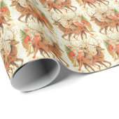 Retro Santa Claus Reindeer vintage christmas ラッピングペーパー (ロールコーナー)