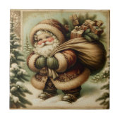 Retro Santa Claus with Gifts タイル (正面)