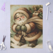 Retro Santa Claus with Gifts Decoupage 薄葉紙 (クラフト)