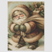 Retro Santa Claus with Gifts Decoupage 薄葉紙 (正面)