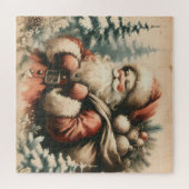 Retro Santa Claus with Ornaments  ジグソーパズル (横)
