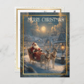 Retro Santa Custom Address Photo Classic Christmas シーズンポストカード (正面/裏面)