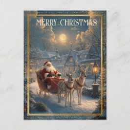 Retro Santa Custom Address Photo Classic Christmas シーズンポストカード