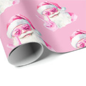 Retro Santa Face Peace Sign Christmas Pink ラッピングペーパー (ロールコーナー)
