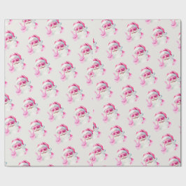 Retro Santa Face Peace Sign Christmas White ラッピングペーパー
