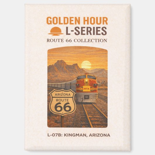 Retro Santa Fe Route 66 Train Kingman Art マグネット (正面)