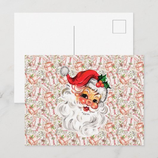 Retro Santa Holiday Postcard ポストカード (正面/裏面)