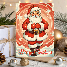 Retro Santa in a Blizzard Christmas シーズンカード