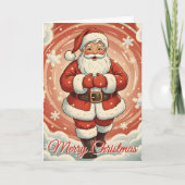 Retro Santa in a Blizzard Christmas シーズンカード (正面)