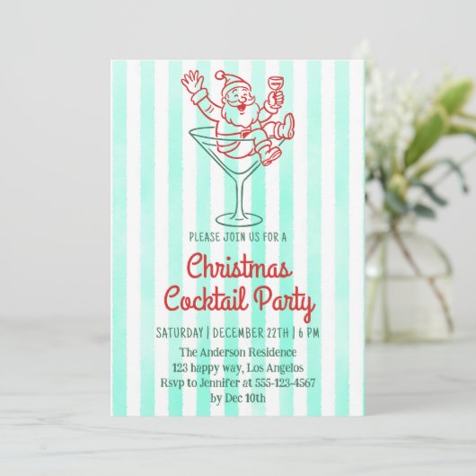 Retro Santa Martini Christmas Cocktail Party     招待状 (スタンド正面)