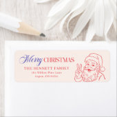 Retro Santa Merry Christmas Return Address ラベル (インサイチュ)