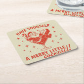 Retro Santa Merry Little Cocktail Paper Coaster スクエアペーパーコースター (アングル)