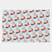 Retro Santa Pastel Purple Christmas Wrapping Paper ラッピングペーパーシート (正面3)