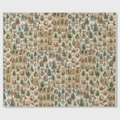 Retro Santa Pattern | Vintage Victorian Christmas  ラッピングペーパー (フラット)