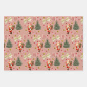Retro Santa Pink & Sage Christmas Wrapping Sheets ラッピングペーパーシート (正面2)