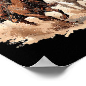 Retro Santa Rodeo Reindeer Cowboy Western Horse Hi ポスター (角)