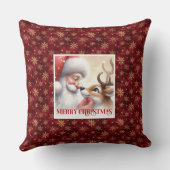 Retro Santa Rudolph Christmas Pillow Cozy Magic  クッション (裏面)