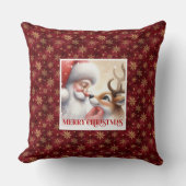 Retro Santa Rudolph Christmas Pillow Cozy Magic  クッション (正面)