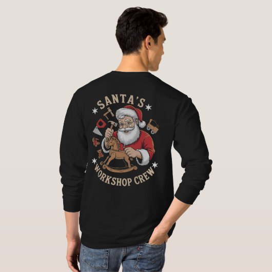 Retro Santa’s Workshop Crew Holiday Tシャツ (裏面フル)
