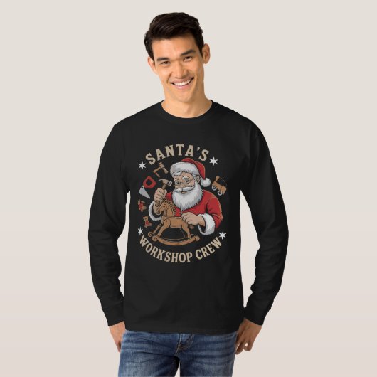 Retro Santa’s Workshop Crew Holiday Tシャツ (正面フル)