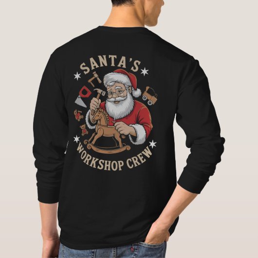 Retro Santa’s Workshop Crew Holiday Tシャツ (裏面)