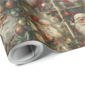 Retro Santa & Victorian Christmas Collage ラッピングペーパー (ロールコーナー)