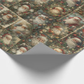 Retro Santa & Victorian Christmas Collage ラッピングペーパー (角)