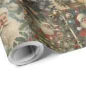 Retro Santa & Victorian Christmas Collage ラッピングペーパー (ロールコーナー)