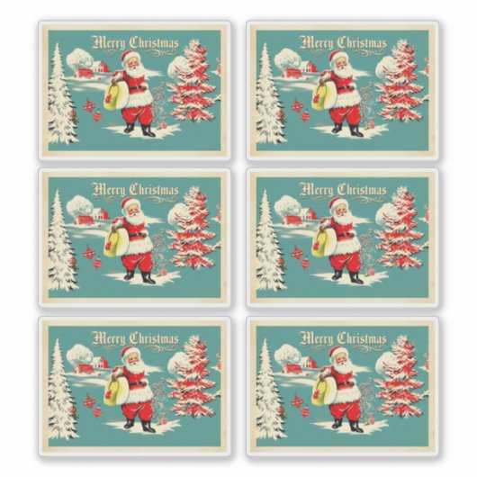 Retro Santa Wonderland Holiday Card シール (正面)