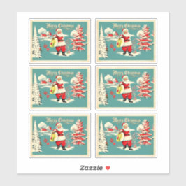 Retro Santa Wonderland Holiday Card シール