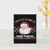 Retro Santa's Favorite Speech Language Christmas S カード (黄色い花)