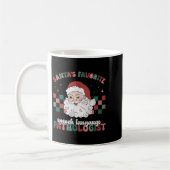 Retro Santa's Favorite Speech Language Christmas S コーヒーマグカップ (左)