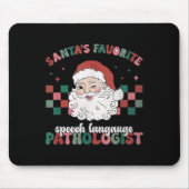 Retro Santa's Favorite Speech Language Christmas S マウスパッド (正面)
