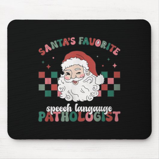 Retro Santa's Favorite Speech Language Christmas S マウスパッド (正面)
