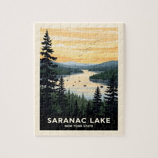 Retro Saranac Lake | New York Travel ジグソーパズル (縦)