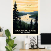 Retro Saranac Lake | New York Travel ポスター (ホームオフィス)