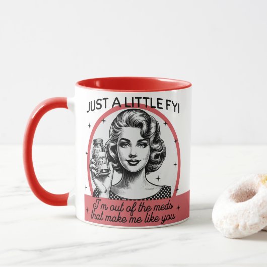 Retro Sarcastic Mug - A lil FYI マグカップ (ドーナツ)