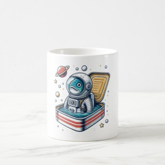  Retro Sardine Astronaut Funny Mug コーヒーマグカップ (中央)
