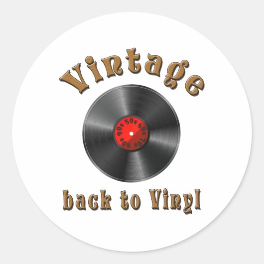 Retro Schallplatte, Vinyl, Vintage, Oldie ラウンドシール (正面)
