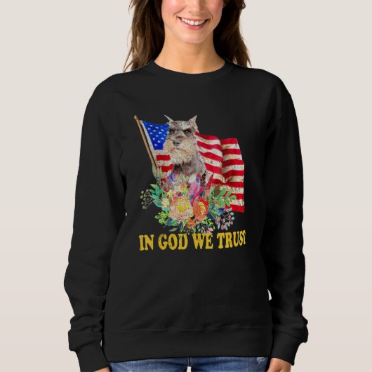Retro Schnauzer Us Flag In God We Trust July 4th U スウェットシャツ (正面)