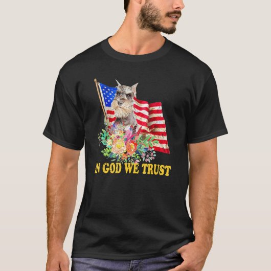 Retro Schnauzer Us Flag In God We Trust July 4th U Tシャツ (正面)