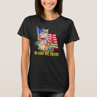 Retro Schnauzer Us Flag In God We Trust July 4th U Tシャツ