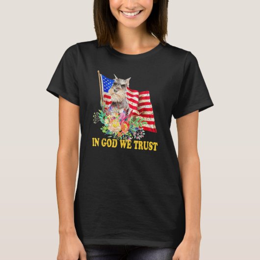 Retro Schnauzer Us Flag In God We Trust July 4th U Tシャツ (正面)